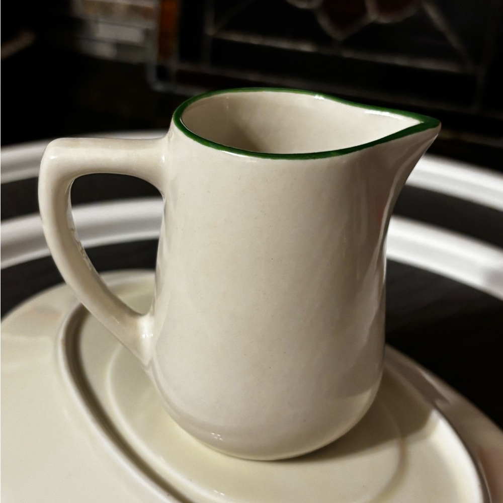 Vintage Classic Onieda Mini Cream Pitcher with Green Rim